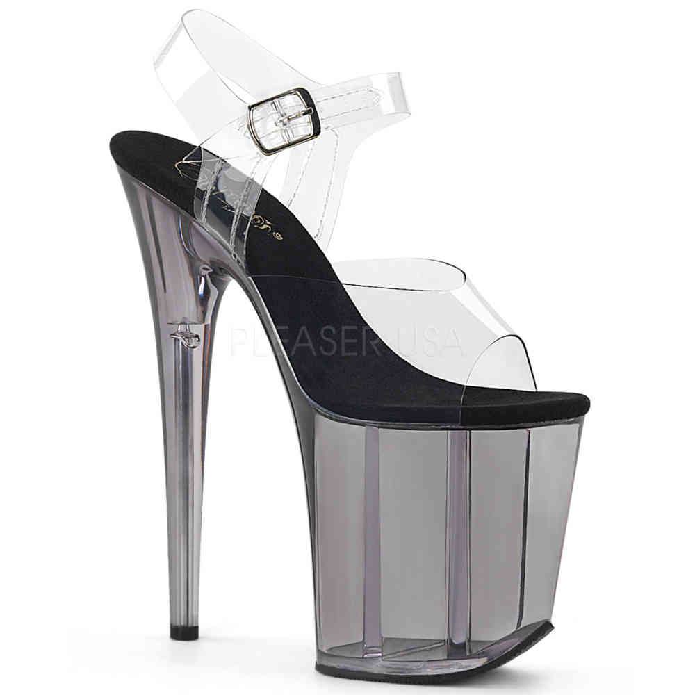 Pleaser - FLAMINGO808T Ankle strap sandal, Pole dance shoes - Pole dance shoes - Black/Transparent Product image